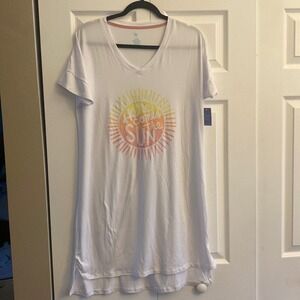 Sleep Chic Here Womens Medium Here Comes the Sun White Nightgown Sleep NEW